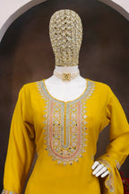 Anaita Yellow Heavy Chinon Stitched Suit with Embroidery & Sequence Work | Grocsy