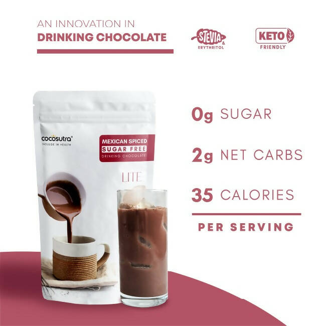 Cocosutra Lite -Sugar Free Drinking Chocolate Mix - Mexican Spiced | Grocsy