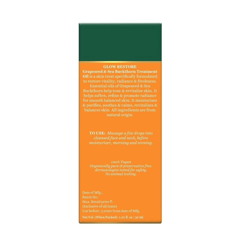 Biotique Glow Restore Grapeseed & Sea Buckthorn Treatment Oil | Grocsy