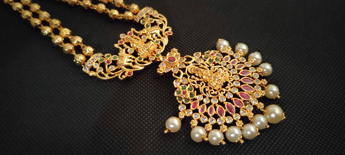 Gold-Polished Temple Long Necklace | Grocsy