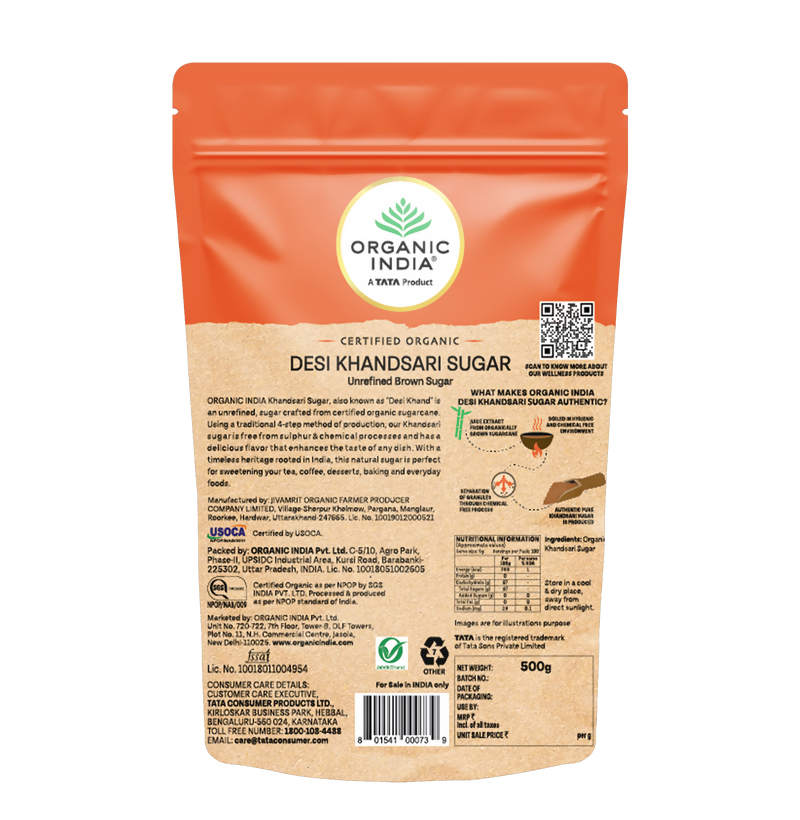Organic India Desi Khandsari Sugar (Unrefined Brown Sugar) | Grocsy