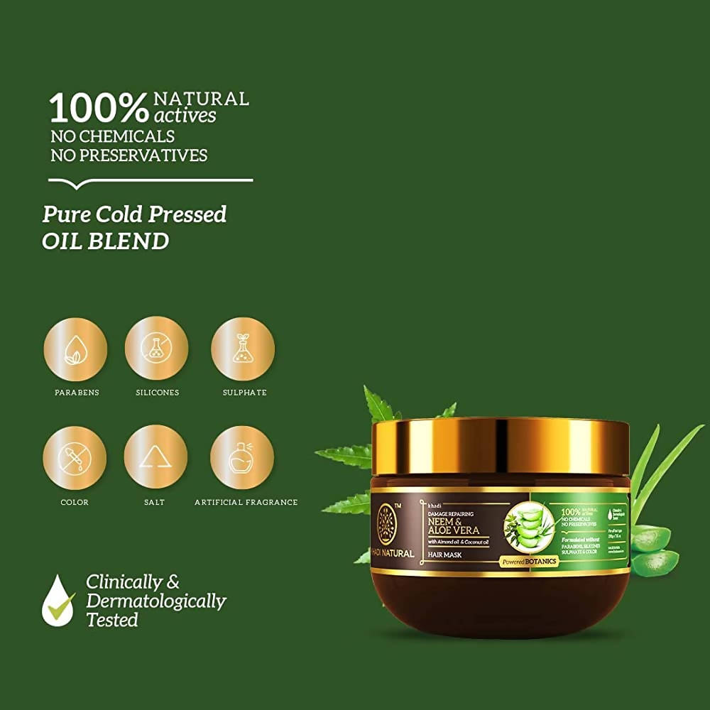 Khadi Natural Neem & Aloe Vera With Almond Oil & Coconut Oil Hair Mask | Grocsy
