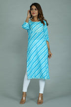 Alvano Women's Stylish Cotton Blend Laheriya Kurti | Grocsy