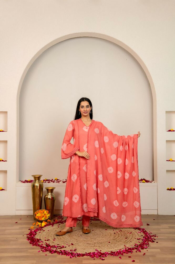 Joban Fashion Pink Tie & Dye Cotton Suit Set | Grocsy