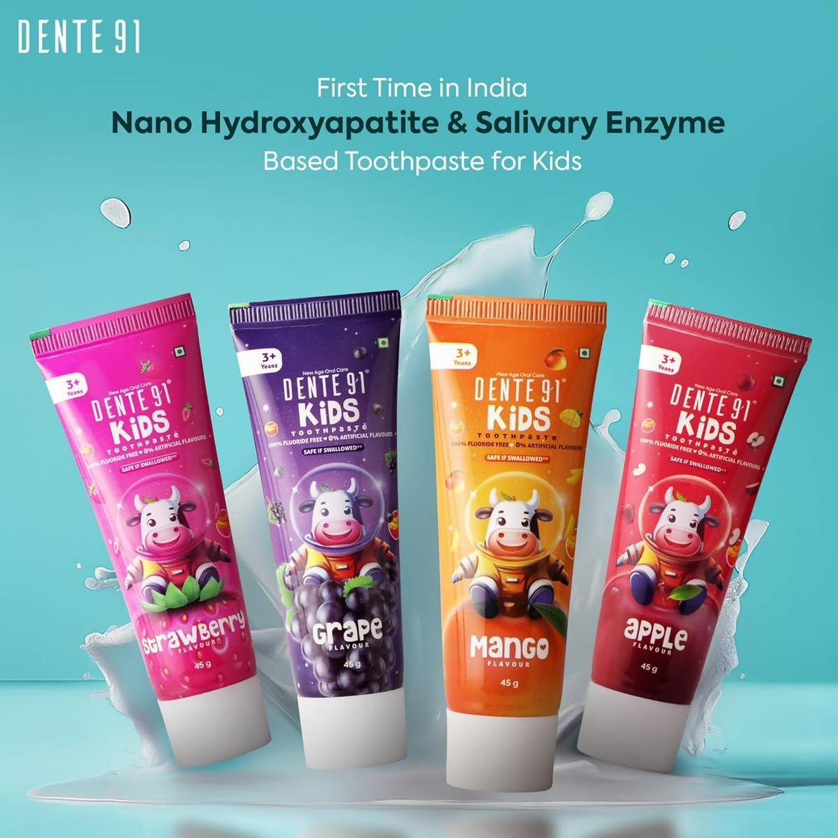Dente91 Kids Toothpaste, Protects against dental caries & Hypersensitivity, Fluoride Free | Grocsy