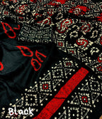 Black Silk Blend Ethnic Motifs Saree with Unstitched Blouse - Hiral Fashion | Grocsy
