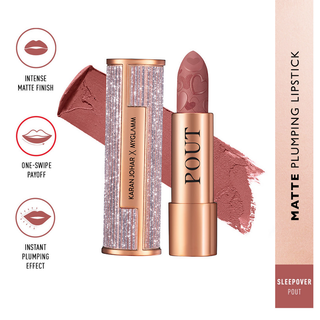 MyGlamm Pout By Karan Johar Intense Matte Plumping Lipstick - Sleepover Pout | Grocsy