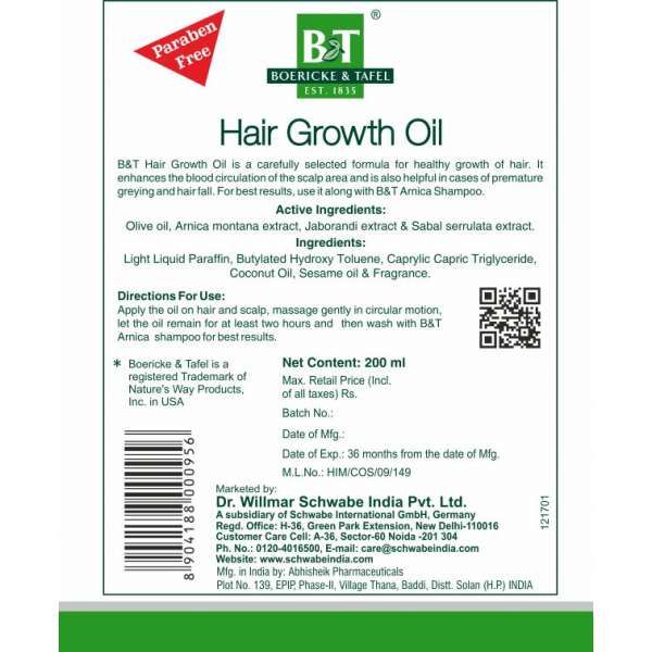 Dr. Willmar Schwabe India B&T Hair Growth Oil Hair Oil | Grocsy