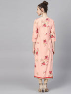 Ahalyaa Peach Crepe Digital Print Kurta | Grocsy