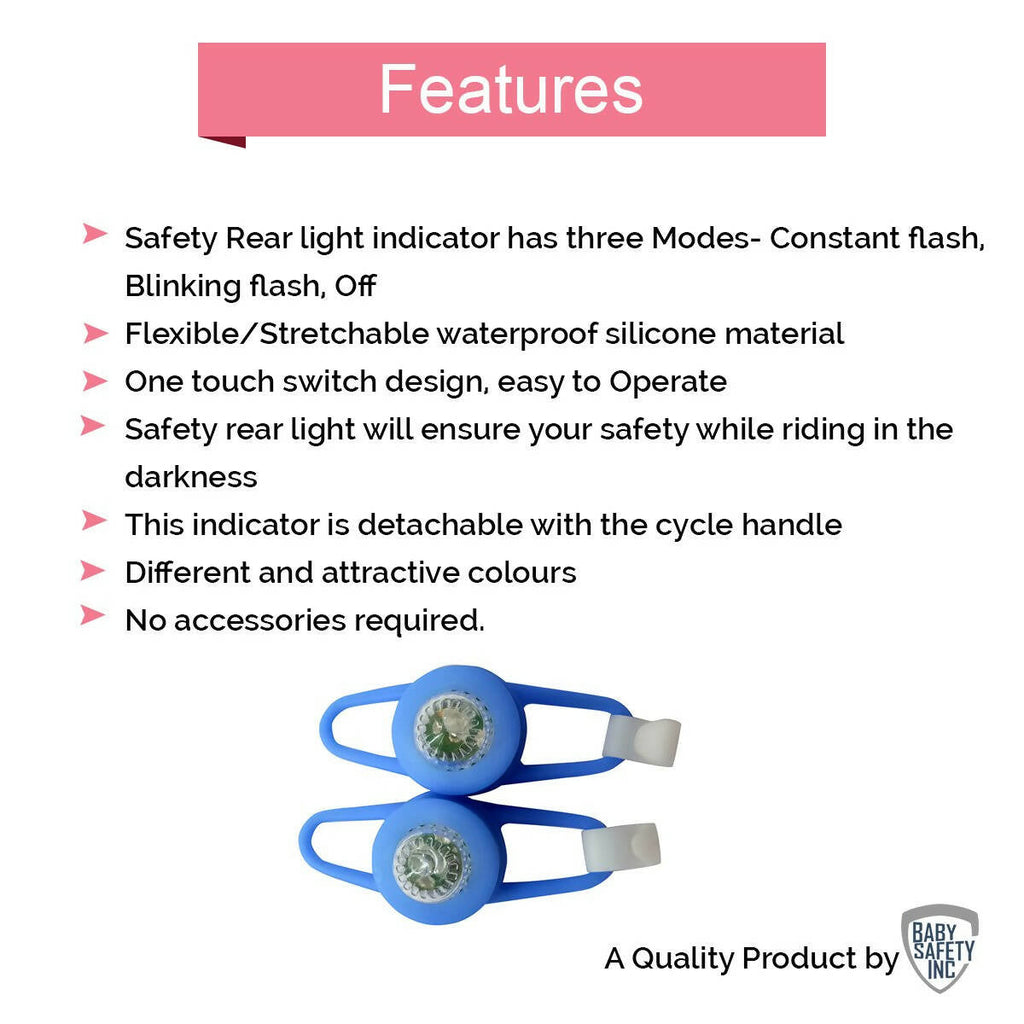 Safe-O-Kid Bicycle/Baby Stroller Led Light With Sos Signal Light Complete Front & Rear Road Safety - Blue | Grocsy