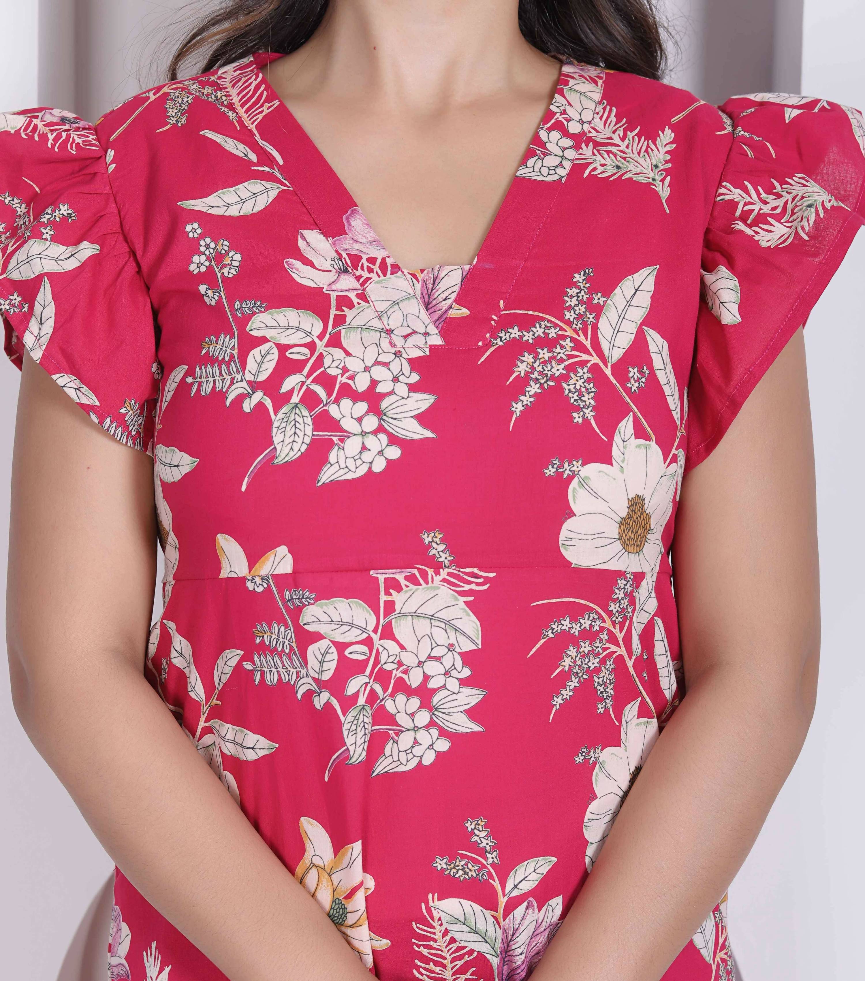 Miravan Women Empire Waist Pink Mini Length Dress | Grocsy