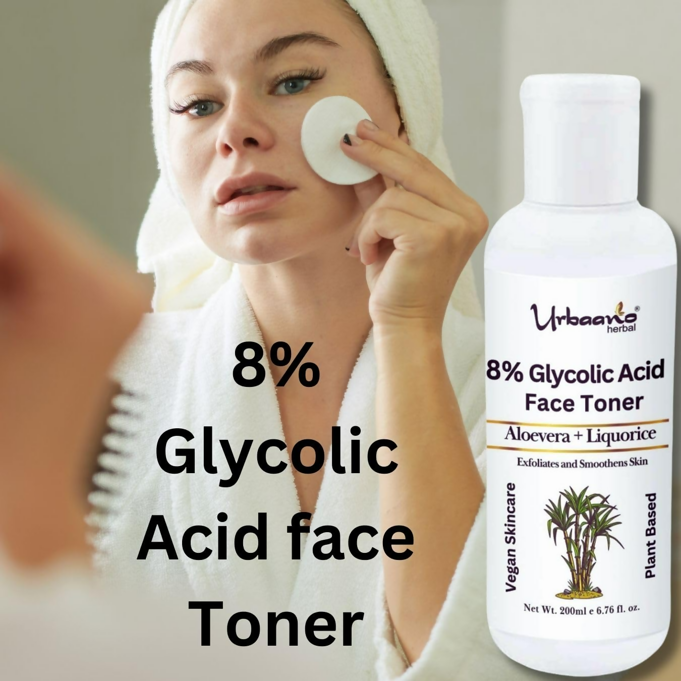 Urbaano Herbal 8% Glycolic Acid Toner For Glowing Skin | Grocsy