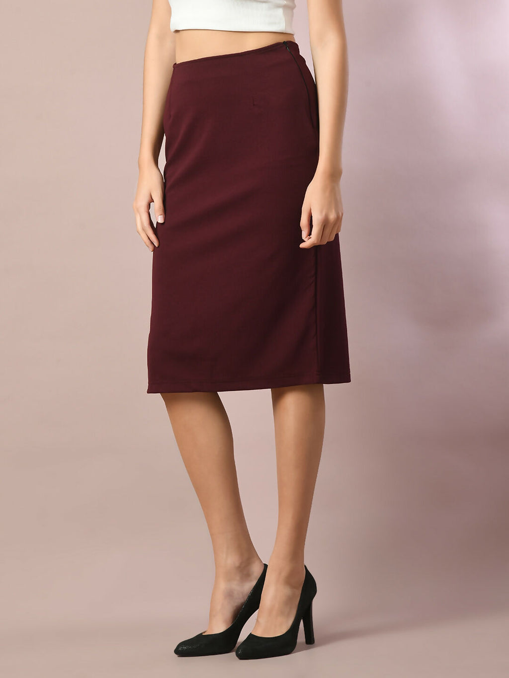 Myshka Women's Brown Solid Knee Length Party Embellished Skirts | Grocsy
