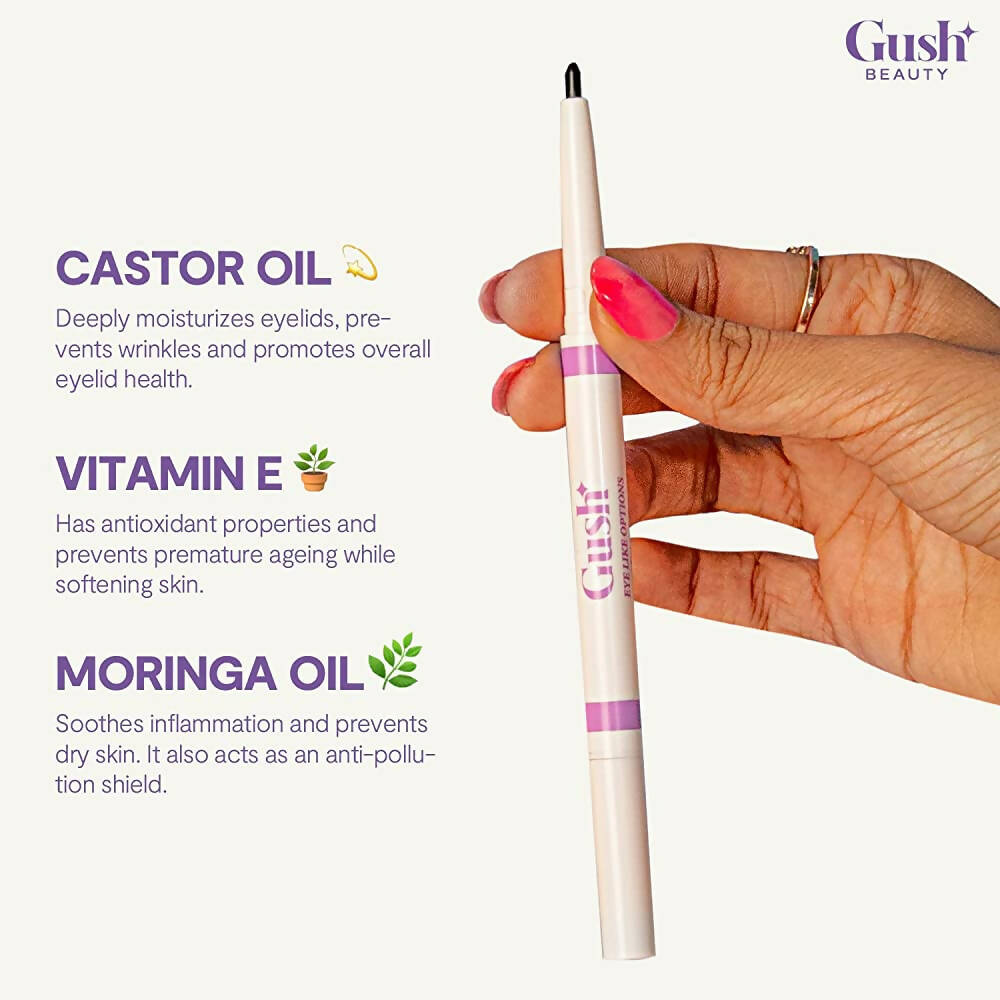 Gush Beauty Dual Ended Kajal & Felt-Tip Liner, Matte Finish Waterproof 2 in 1 - Black | Grocsy