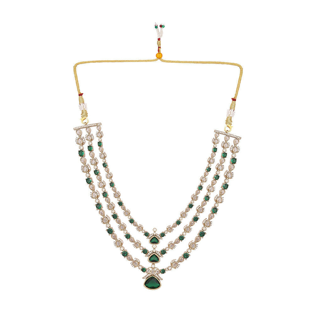 Nuyug 18K Gold Plated Emerald Elysian Layered Necklace Set | Grocsy