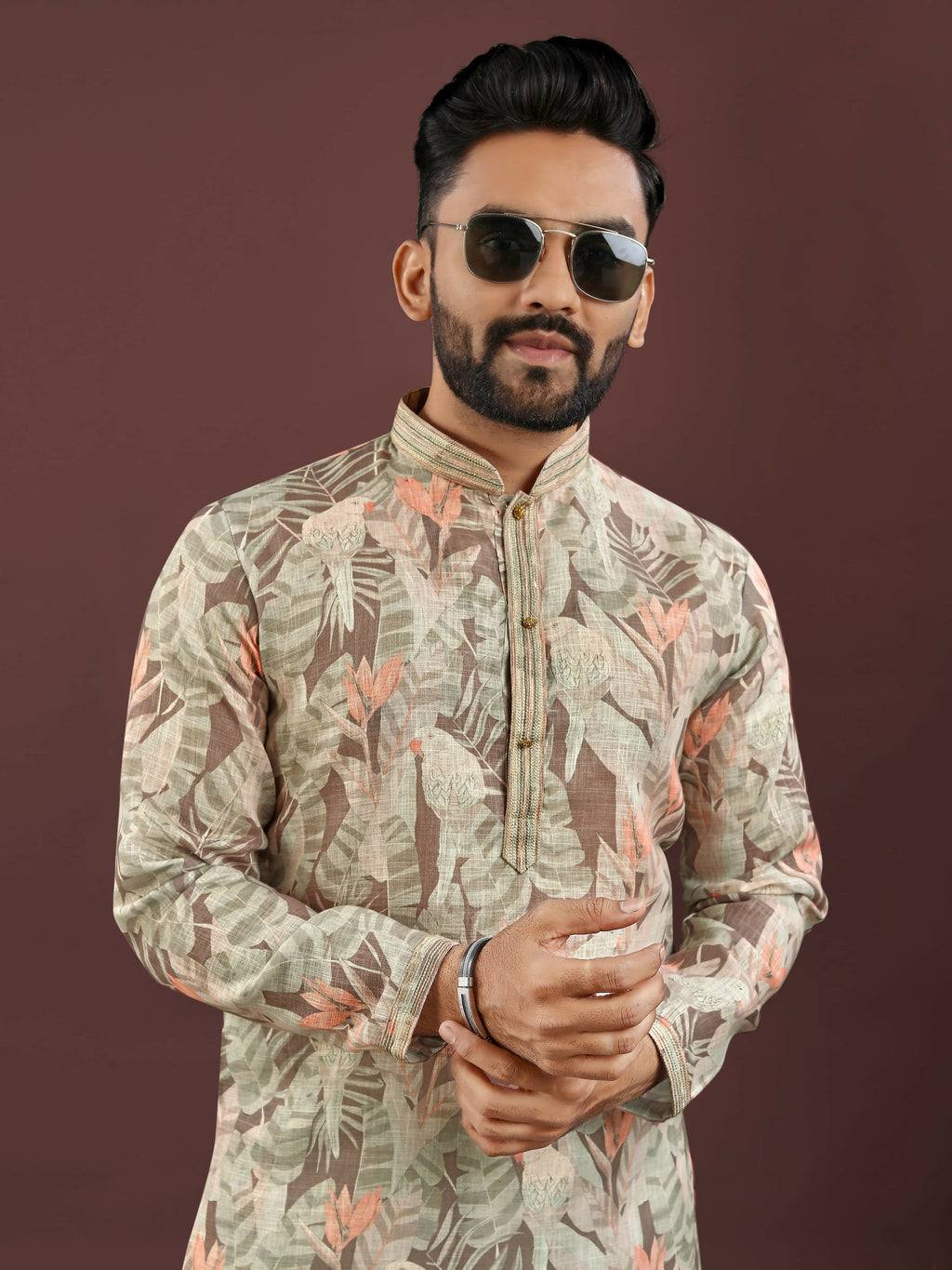 Anaita Brown Digital Print Kurta | Grocsy