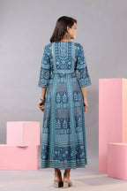 Juniper Women Blue Shantoon Floral Printed Maxi Dress | Grocsy