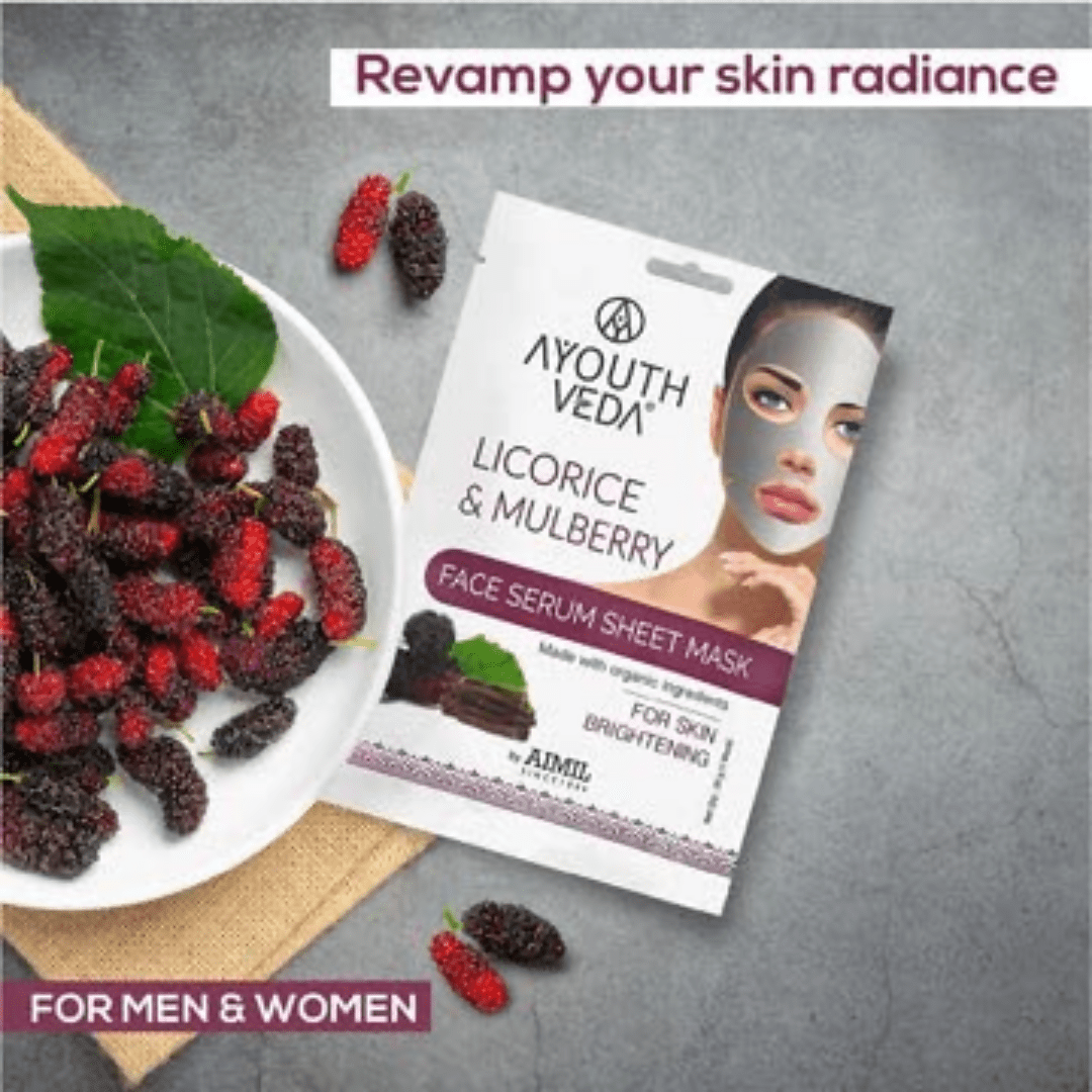 Ayouthveda Licorice & Mulberry Face Serum Sheet Mask | Grocsy