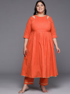 Ahalyaa Women's Traditional wear Kurta Set - Orange | Grocsy