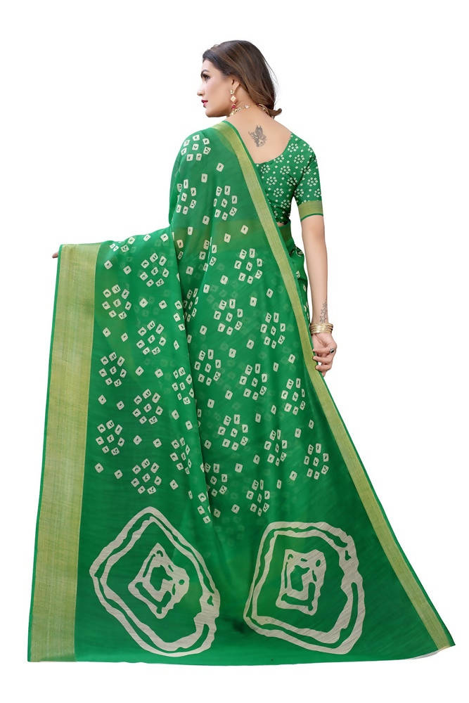 Vamika Green Linen Jari Border Saree | Grocsy