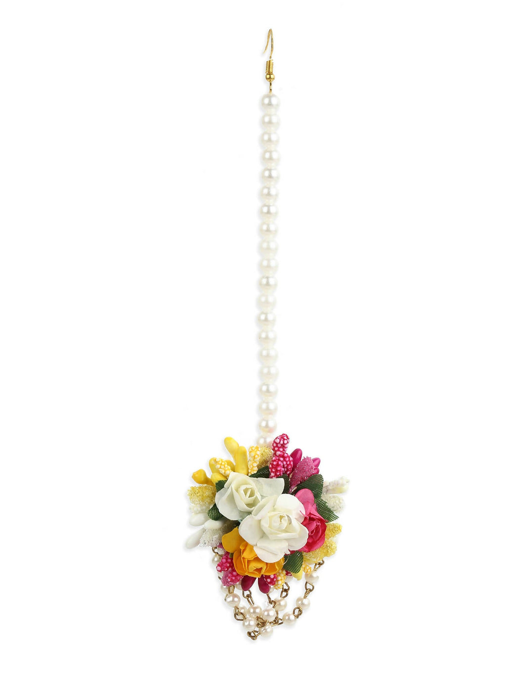 Yellow Pink Beaded Flower Jewellery Set - Ruby Raang | Grocsy