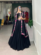 Vastranavya Party Wear Sequins And Delicate Embroidery Work Belt Lehenga Choli - Black | Grocsy