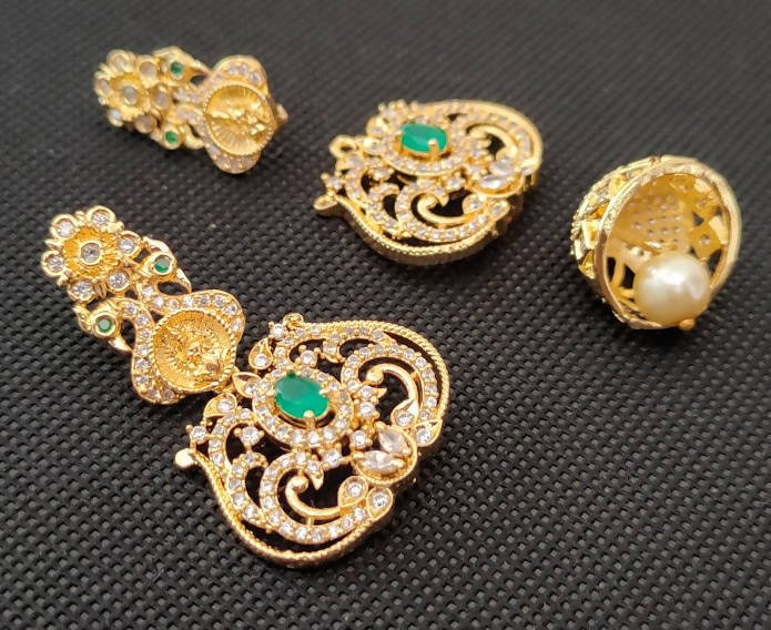 AD Emeralds designer 4 in 1 Traditional Earrings | Grocsy