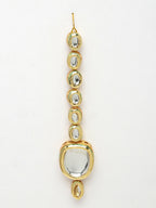 NVR Women's Gold Kundan-Studded Necklace and Earrings with Mang Tikka | Grocsy