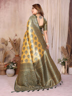 Aastha Fashion Mustard Banarasi Tissue Silk Weaving Saree | Grocsy