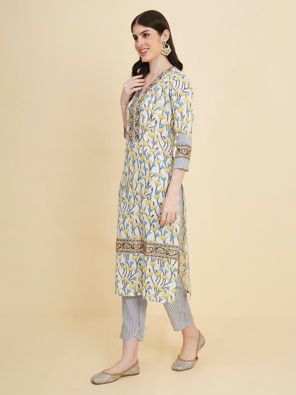 Designer Stylish White cotton Stitched Suit With Dupatta - Tanisha | Grocsy