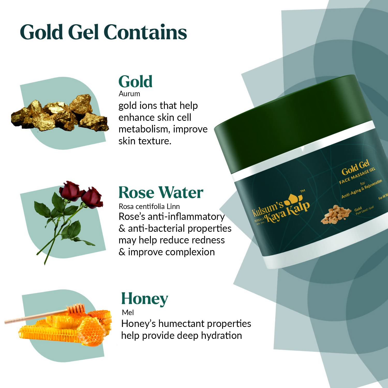 Kulsum's Kaya Kalp Gold Face Massage Gel For All Skin Types | Grocsy