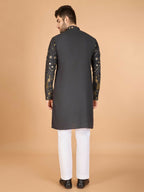 Vastranavya Slate Grey Exclusive Festival Wear Pure Viscose Rayon Embroidered Sequence Work Kurta | Grocsy