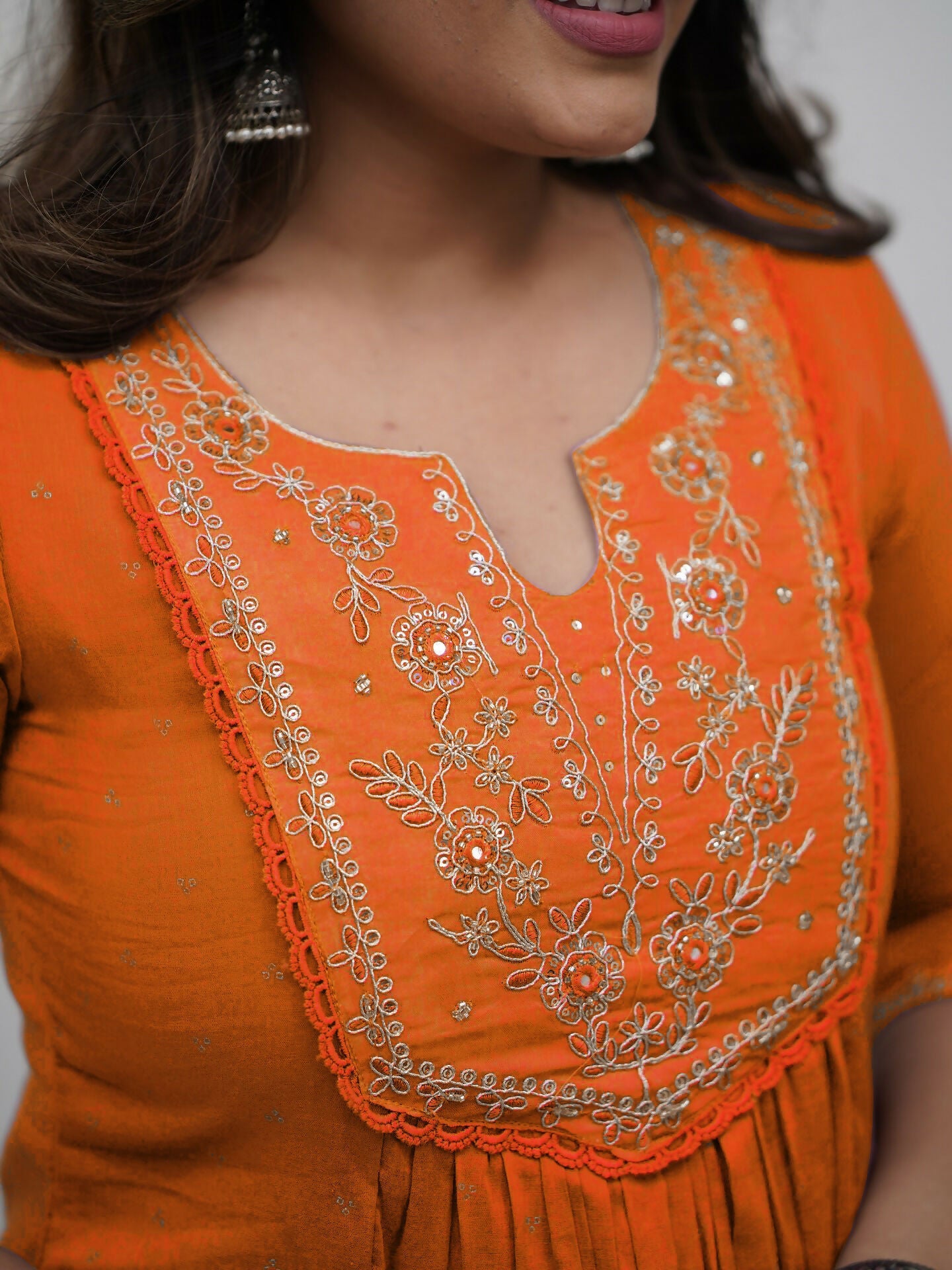The52 Women's Beautiful Cotton Fabric Embroidery Work Straight Kurta Pant and Dupatta Set | Grocsy