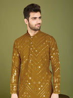 Vastranavya Yellow Exclusive Festival Wear Pure Viscose Rayon Embroidered Sequence Work Kurta | Grocsy