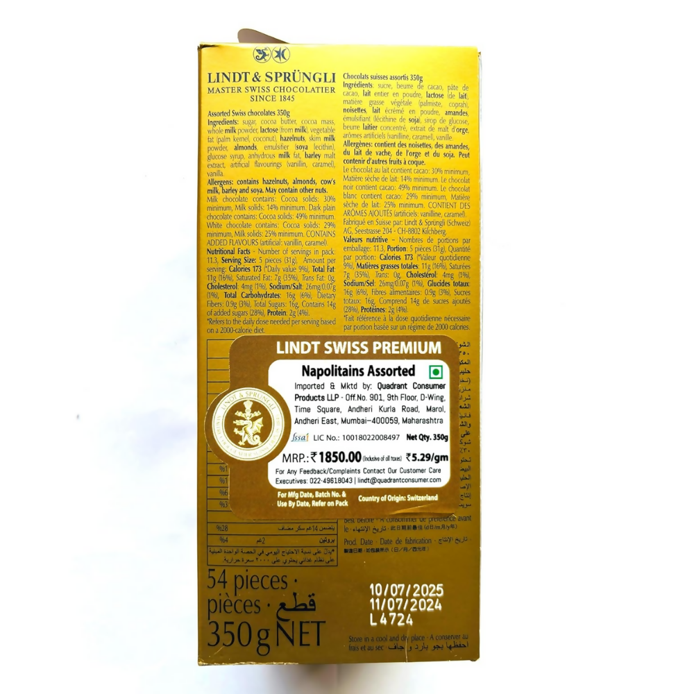 Lindt Swiss Premium Assorted Naps Dark Chocolates | Grocsy