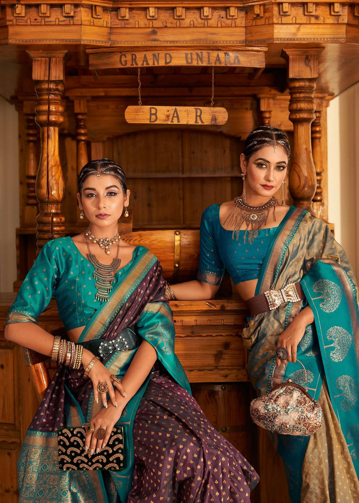 Wine Soft Banarasi Paithani Copper Zari Weaving Saree With Unstitched Blouse Piece - Jodha | Grocsy