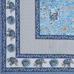 Rudra Bazaar Blue 210 TC Cotton Double King Bedsheet With 2 Pillow Covers | Grocsy