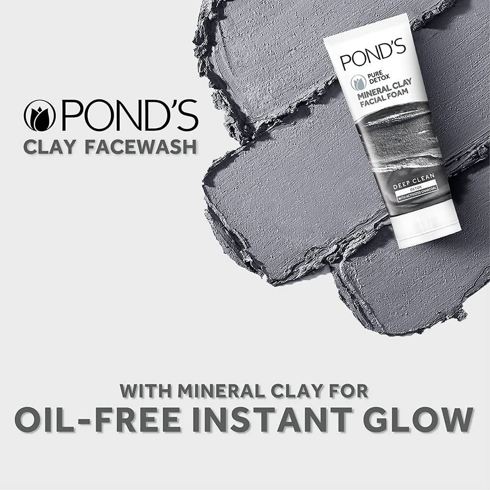 Ponds Pure Detox Mineral Clay Facial Foam | Grocsy