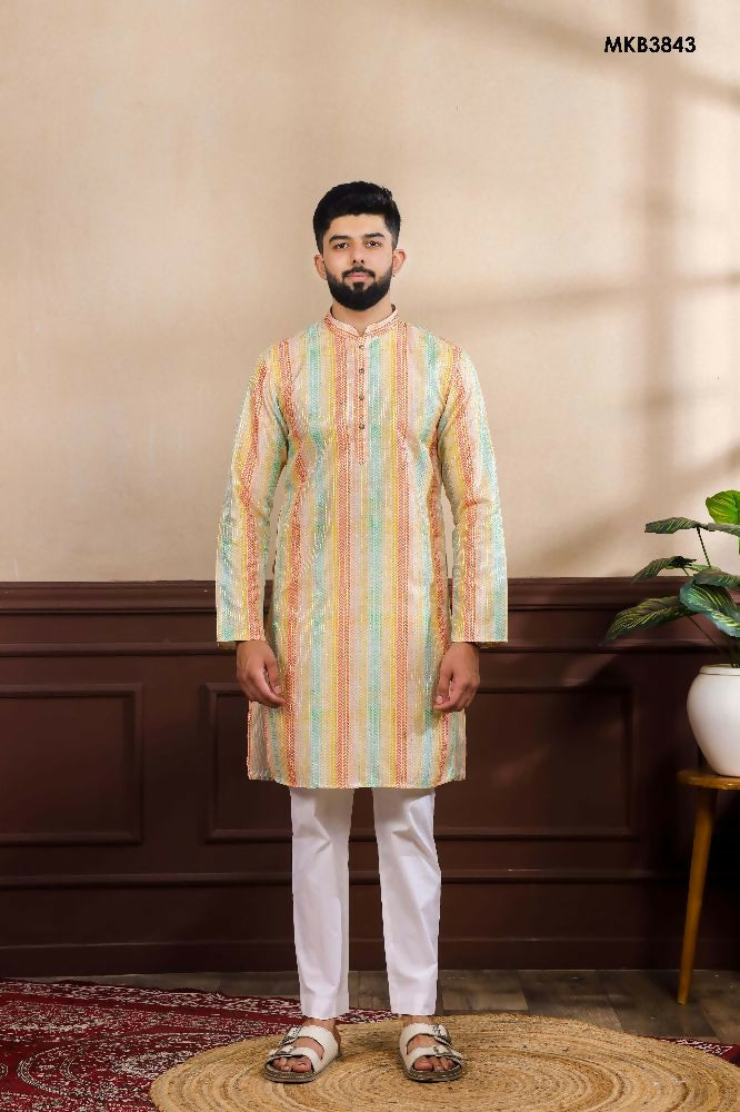 Multy Art Silk Digital Printed, Embroidery Work Kurta Set - Mahotsav | Grocsy