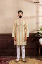 Multy Art Silk Digital Printed, Embroidery Work Kurta Set - Mahotsav | Grocsy