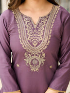 The52 Women's Gorgeous Viscose Embroidery work Straight Kurta with Pant and Dupatta Set | Grocsy