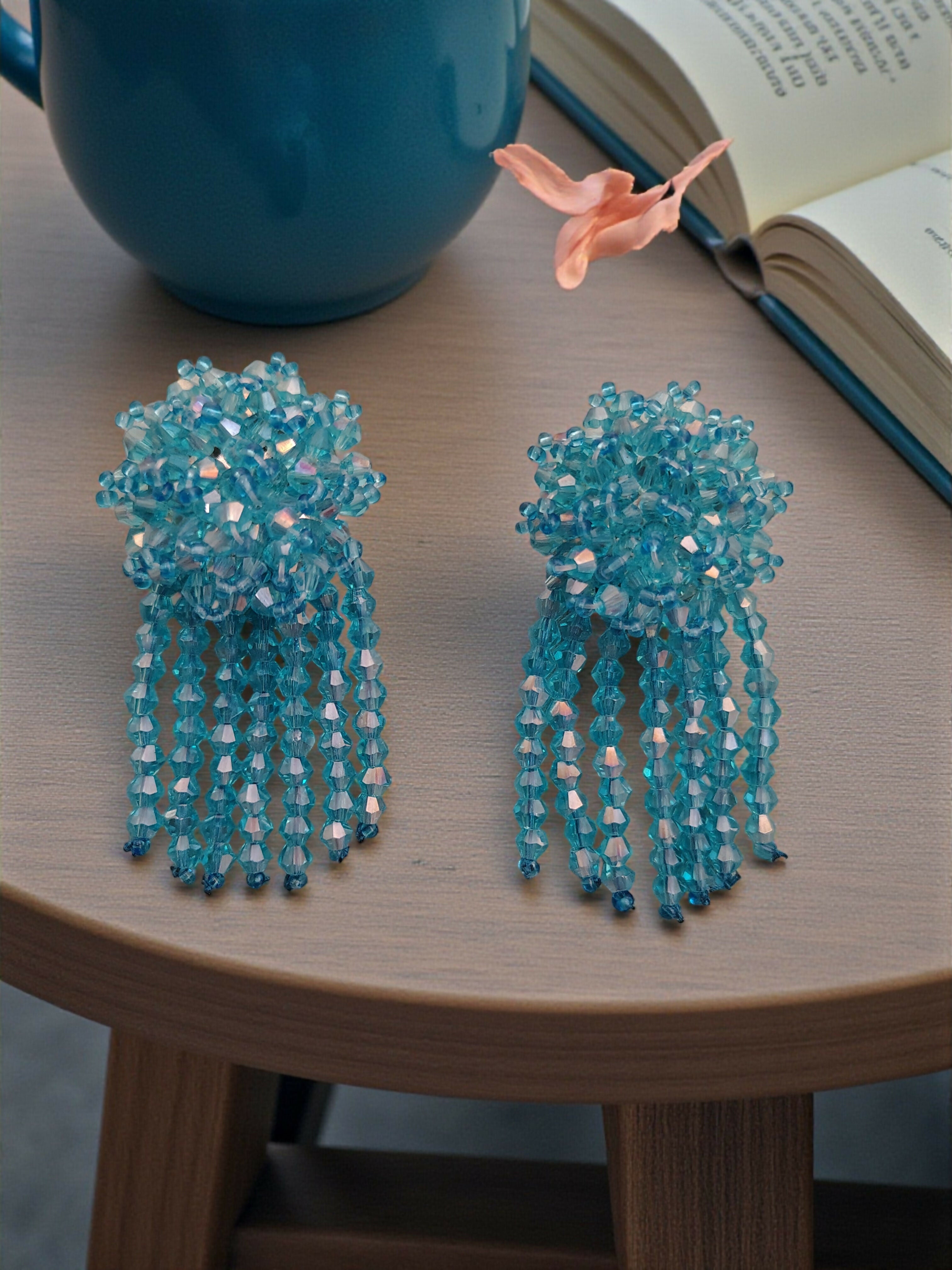 Inhanns Handmade Crystal Water Fall Earrings - Short - Sky Blue | Grocsy