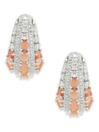 Peach & Silver Diamond Hoops Earrings- Ruby Raang