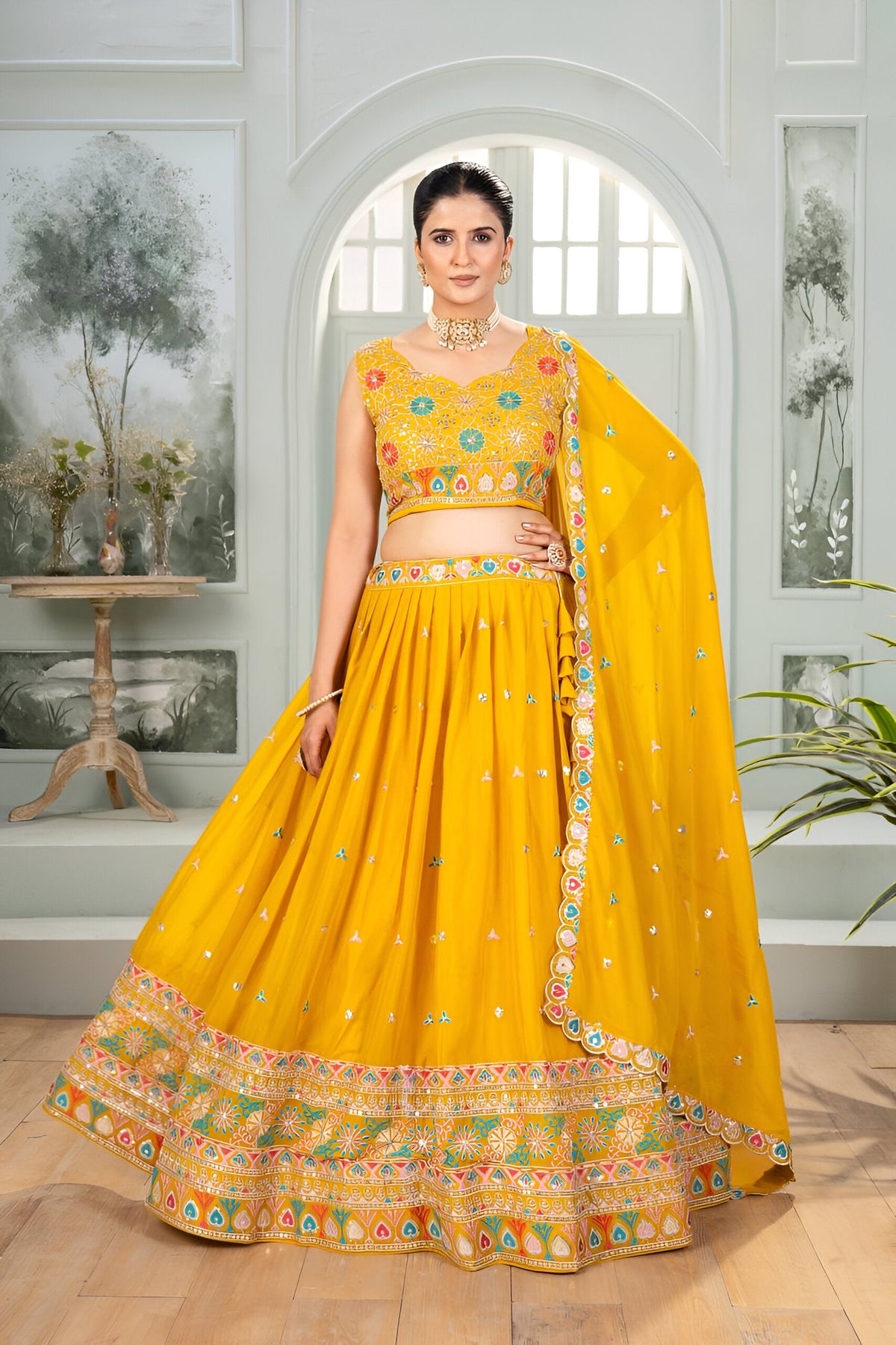 Lehenga Mart Designer Bollywood Style Wedding Wear Lehenga Choli - yellow | Grocsy