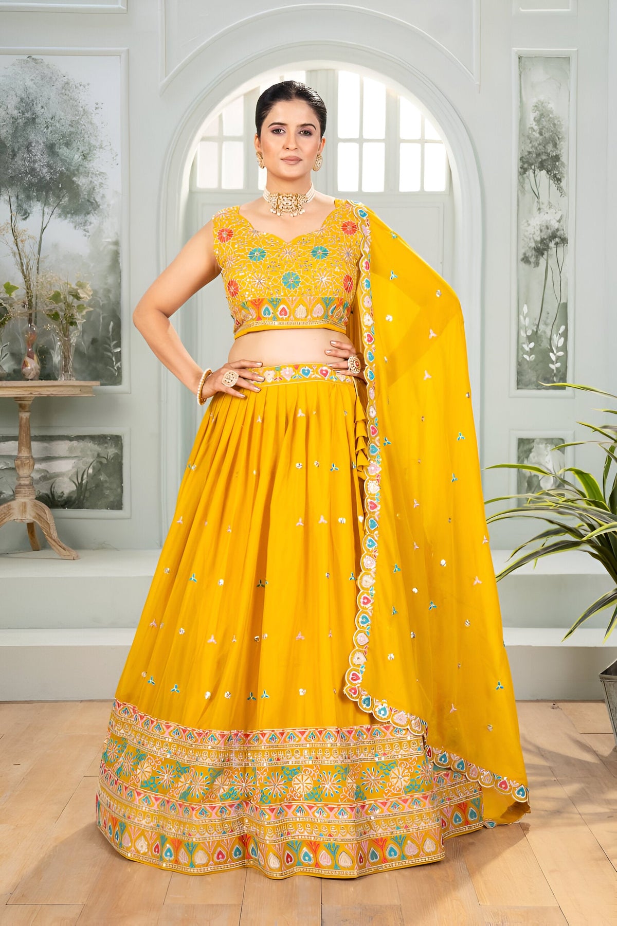 Lehenga Mart Designer Bollywood Style Wedding Wear Lehenga Choli - yellow | Grocsy