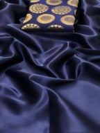 Vamika Navy Satin Designer Saree (DUST NAVY) | Grocsy