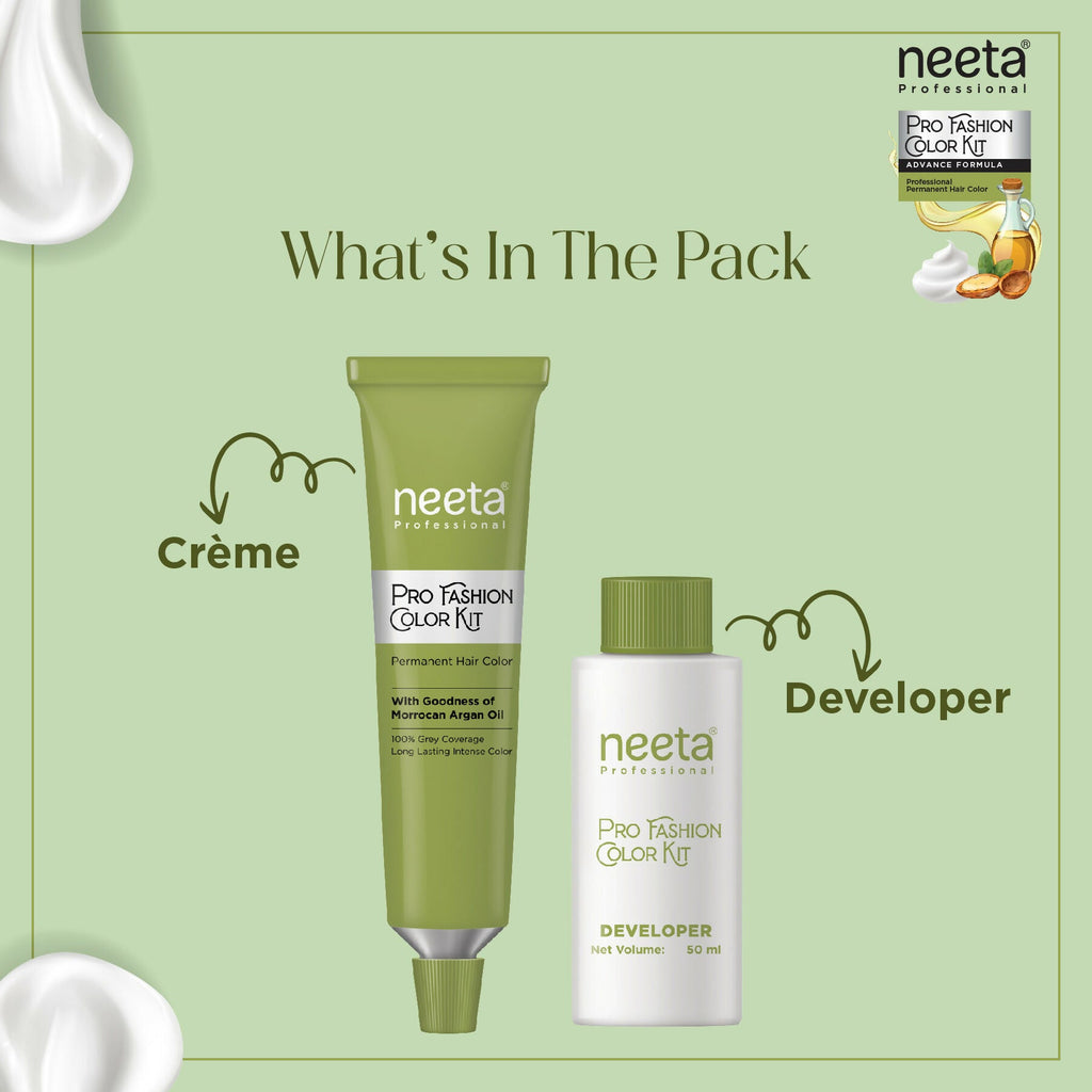 Neeta Professional Fashion Color Kit Permanent Hair Color Natural Black.1.0 | Grocsy
