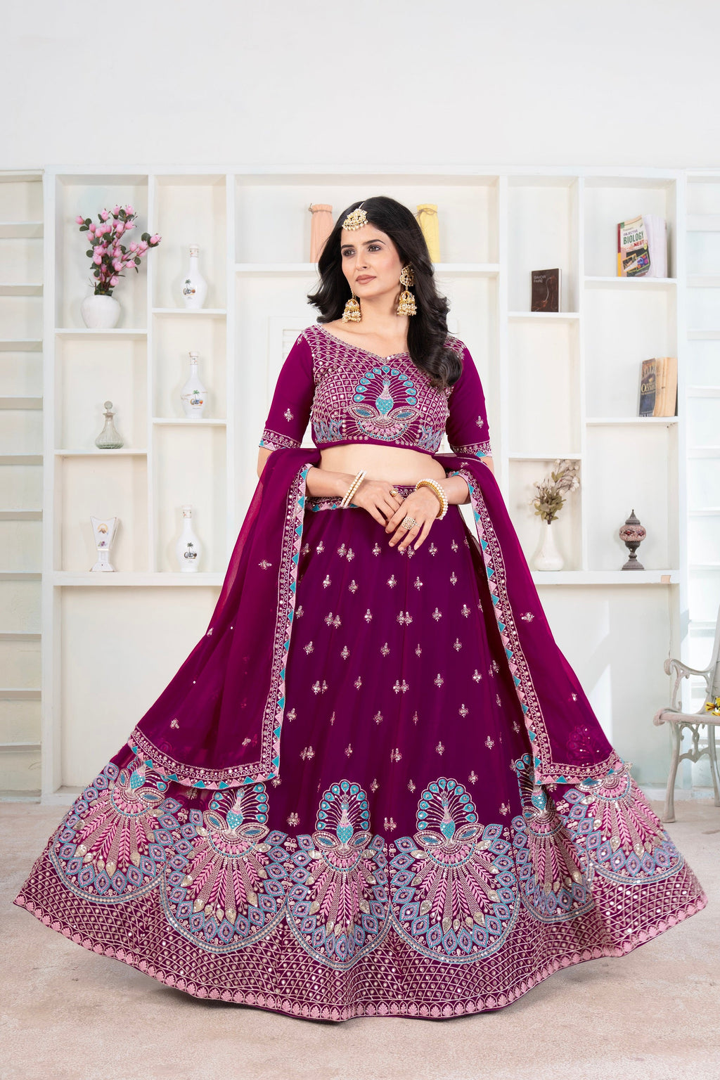 Lehenga Mart Designer Wedding Lehenga Choli For Women - Purple | Grocsy