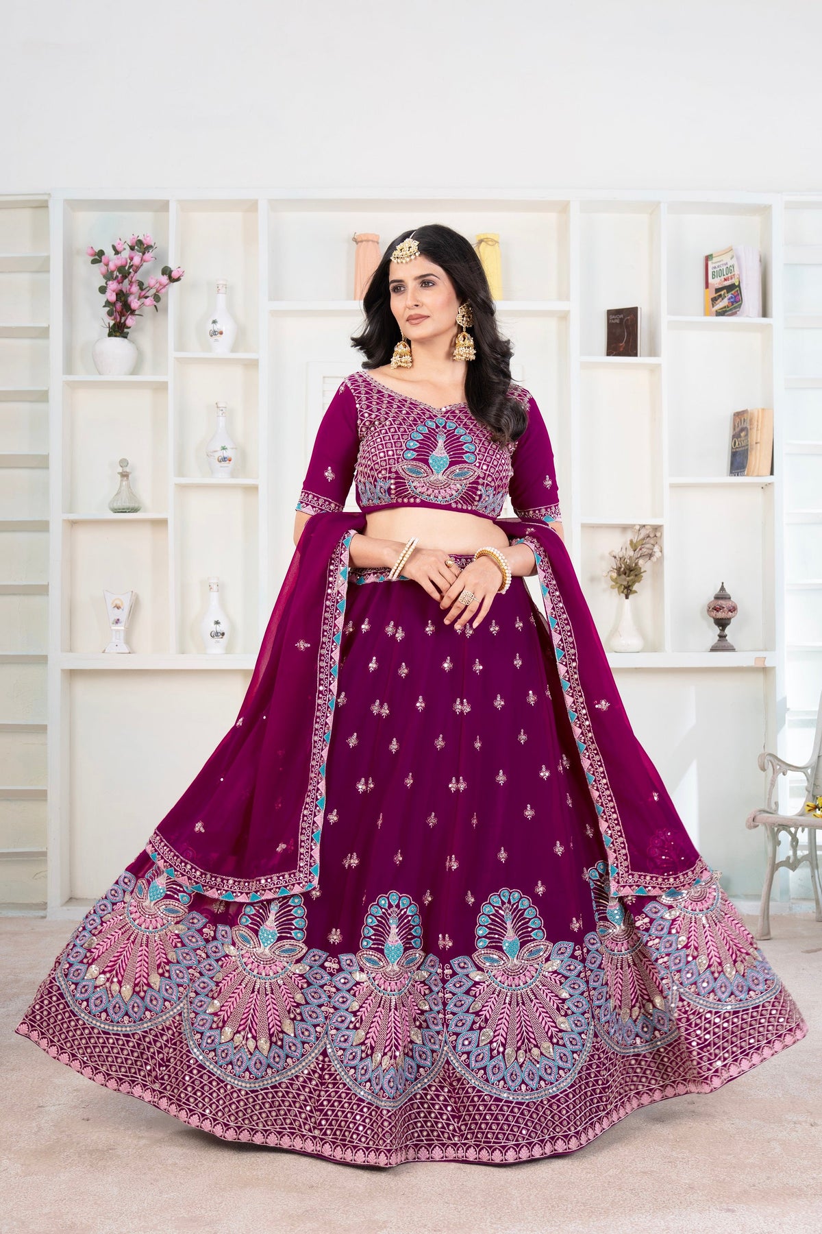 Lehenga Mart Designer Wedding Lehenga Choli For Women - Purple | Grocsy