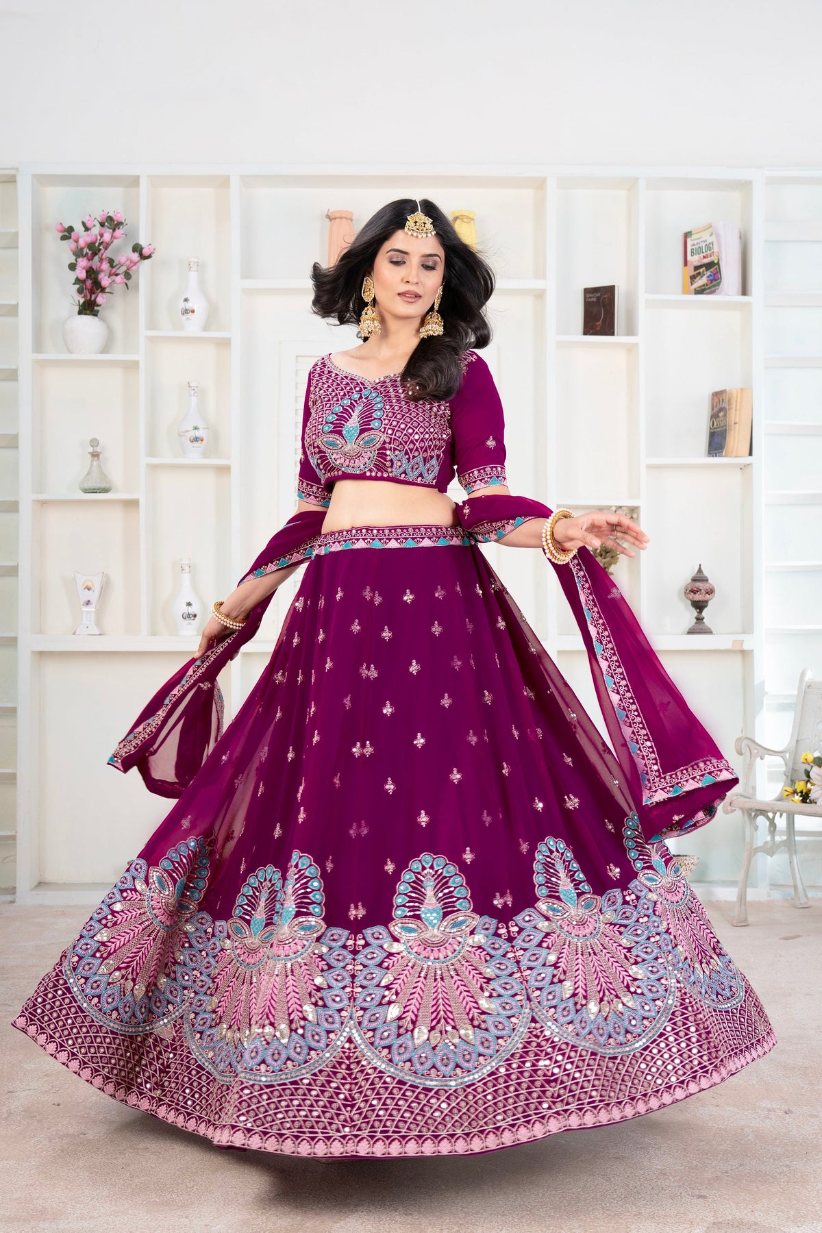 Lehenga Mart Designer Wedding Lehenga Choli For Women - Purple | Grocsy